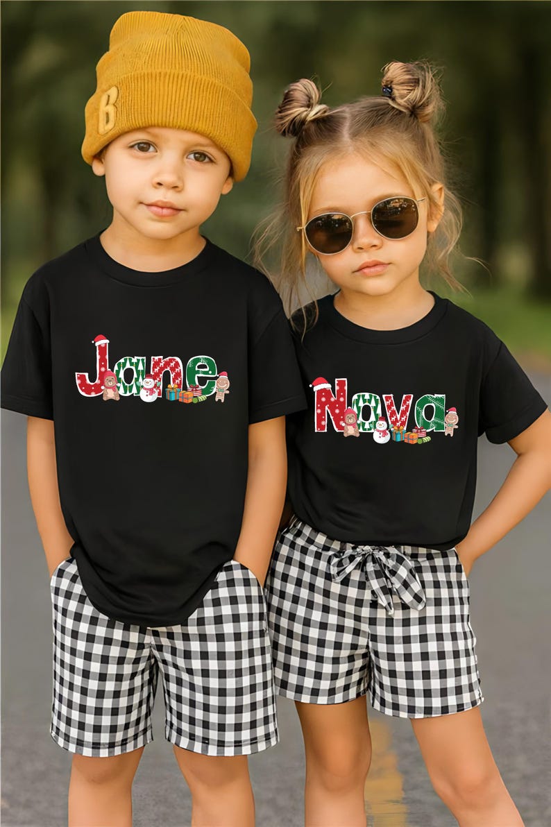 Custom Christmas Kids Shirt, Personalized Christmas Name Shirt, Toddler Christmas Shirt, Christmas Kids Gift, Alphabet Kids Christmas Shirt