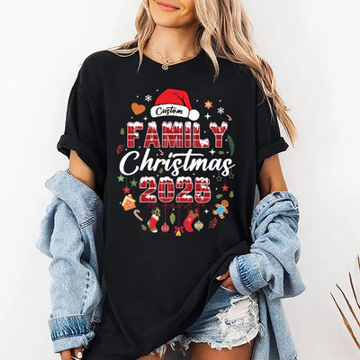 Custom Family Christmas 2025 Short Sleeve Shirt, Matching Holiday Outfits Short Sleeve Shirt, Personalized Christmas Family Tee, Christmas Party Shirt
