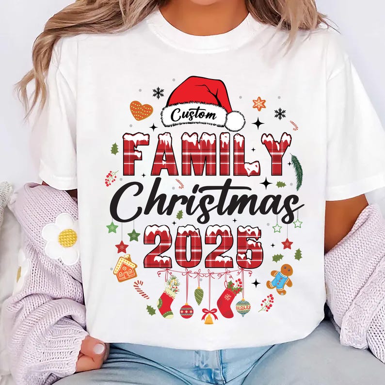 Custom Family Christmas 2025 Short Sleeve Shirt, Matching Holiday Outfits Short Sleeve Shirt, Personalized Christmas Family Tee, Christmas Party Shirt