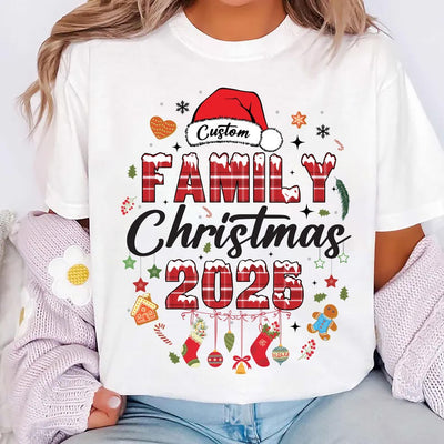 Custom Family Christmas 2025 Short Sleeve Shirt, Matching Holiday Outfits Short Sleeve Shirt, Personalized Christmas Family Tee, Christmas Party Shirt