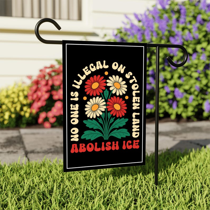 Abolish ICE Garden Flag, Double Sided, Keep the Immigrants, Deport the Racists Flag, Anti-Trump, Resist Racism Flag, Resist Fascism Flag