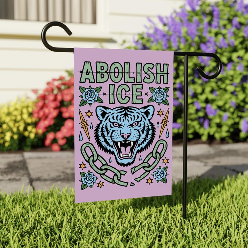 Abolish ICE Garden Flag, Double Sided, Keep the Immigrants, Deport the Racists Flag, Anti-Trump, Resist Racism Flag, Resist Fascism Flag