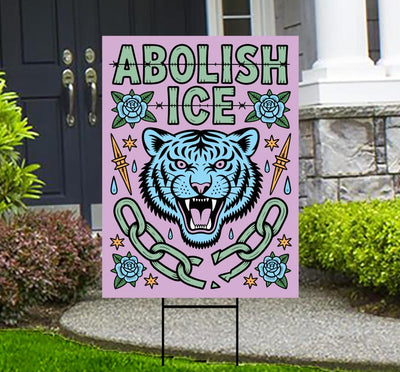 Abolish ICE Yard Sign, Keep the Immigrants, Deport the Racists Lawn Sign, Anti-Trump, Resist Fascism Yard Sign with Metal H-Stake