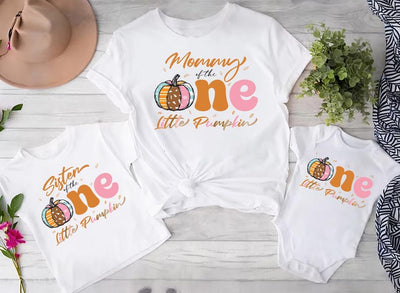 One Little Pumpkin First Birthday Shirt, Pumpkin Themed 1st Birthday Matching Shirt, Mama Little Pumpkin Tee, First Birthday Family Shirt