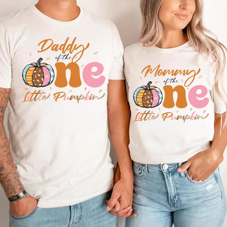 One Little Pumpkin First Birthday Short Sleeve Shirt, Pumpkin Themed 1st Birthday Matching Short Sleeve Shirt, Mama Little Pumpkin Tee