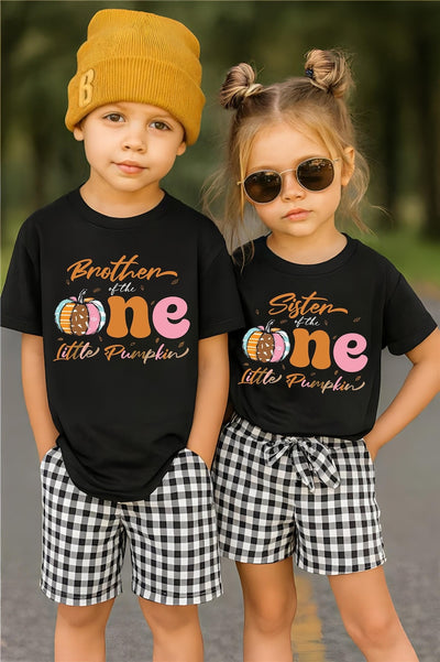 One Little Pumpkin First Birthday Short Sleeve Shirt, Pumpkin Themed 1st Birthday Matching Short Sleeve Shirt, Mama Little Pumpkin Tee