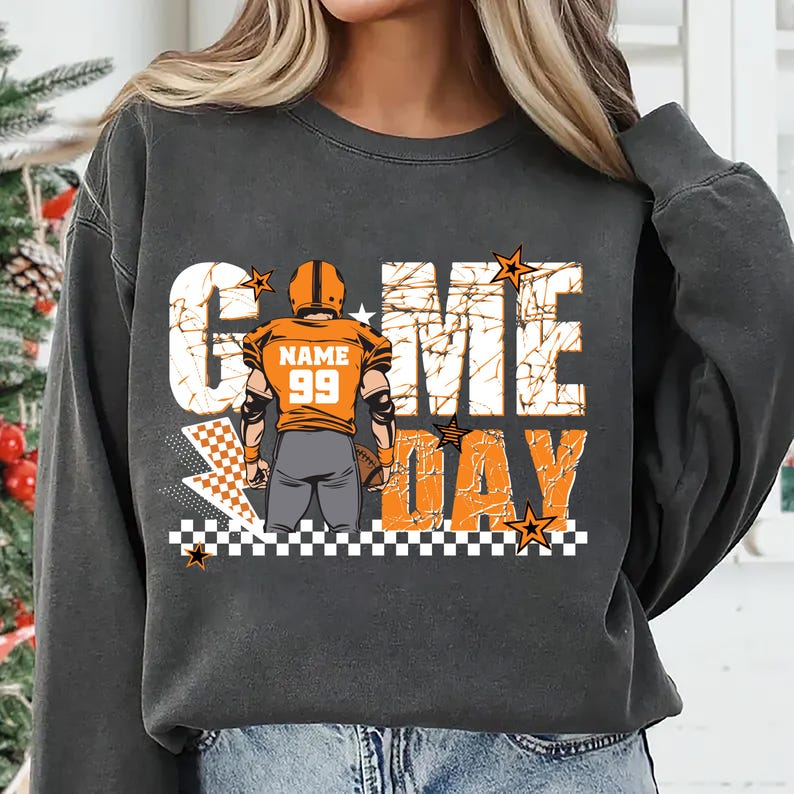 Custom Football Player Sweatshirt, Touch Down Season SweatShirt, Game Day Player Design Tee, Football Mom SweatShirt