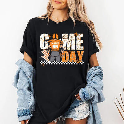Custom Football Player Short Sleeve Shirt, Touch Down Season Shirt, Game Day Player Design Short Sleeve Shirt, Football Mom Short Sleeve Shirt