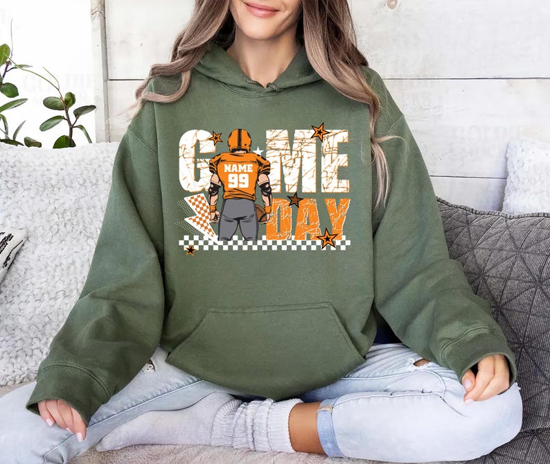 Custom Football Player Hoodie, Touch Down Season Hoodie, Game Day Player Design Hoodie, Football Mom Hoodie