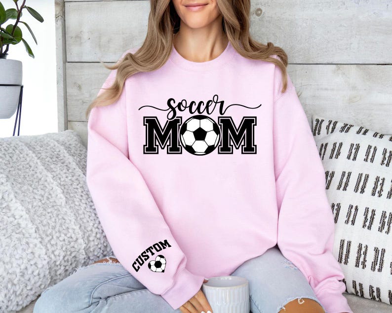 Personalized Soccer Mom Sweatshirt, Custom Kids Name on Sleeve SweatShirt, Soccer Mama Tee