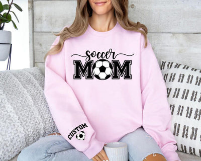 Personalized Soccer Mom Sweatshirt, Custom Kids Name on Sleeve SweatShirt, Soccer Mama Tee