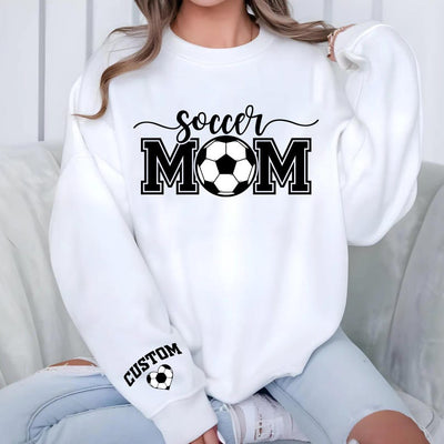 Personalized Soccer Mom Sweatshirt, Custom Kids Name on Sleeve SweatShirt, Soccer Mama Tee