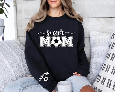 Personalized Soccer Mom Sweatshirt, Custom Kids Name on Sleeve SweatShirt, Soccer Mama Tee