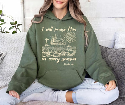 I Will Praise Him In Every Season Hoodie, Cute Fall Bible Verse Hoodie, Christian Mama Hoodie