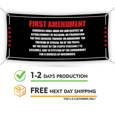 1st Amendment Free Speech Constitution Banner Sign, Political Sign, Reproductive Justice, Human Rights Vinyl Banner with Metal Grommets
