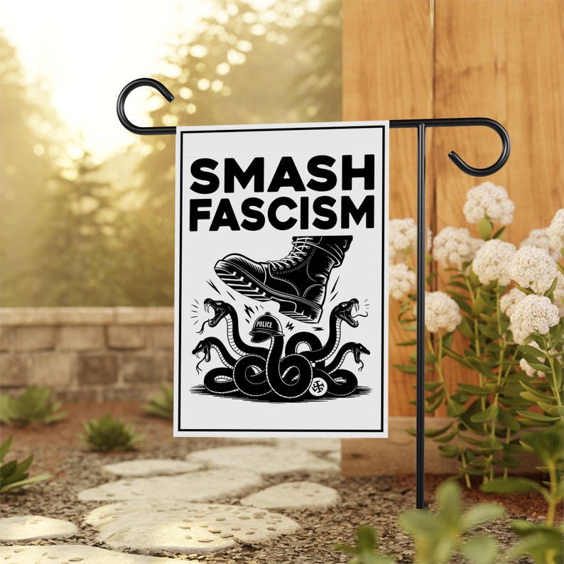FIGHT FASCISM Garden Flag, 12x18 Inch Double Sided, No Kings In America Protest, Anti-Trump Flag, Resist Racism, Resist Fascism Flag
