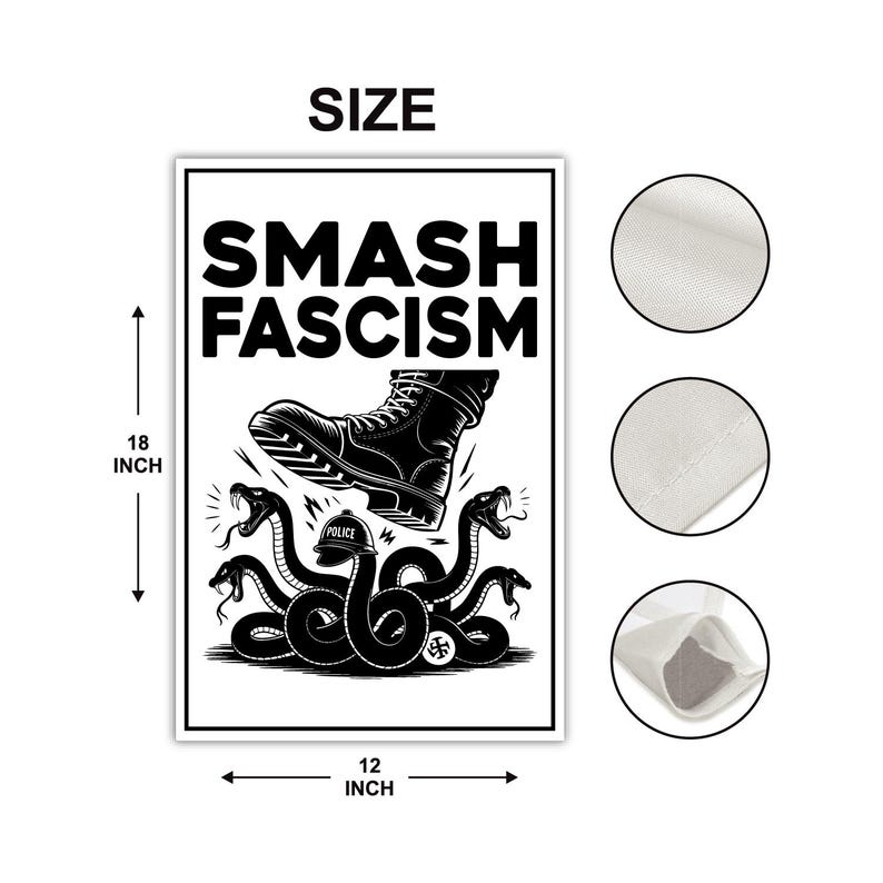 FIGHT FASCISM Garden Flag, 12x18 Inch Double Sided, No Kings In America Protest, Anti-Trump Flag, Resist Racism, Resist Fascism Flag