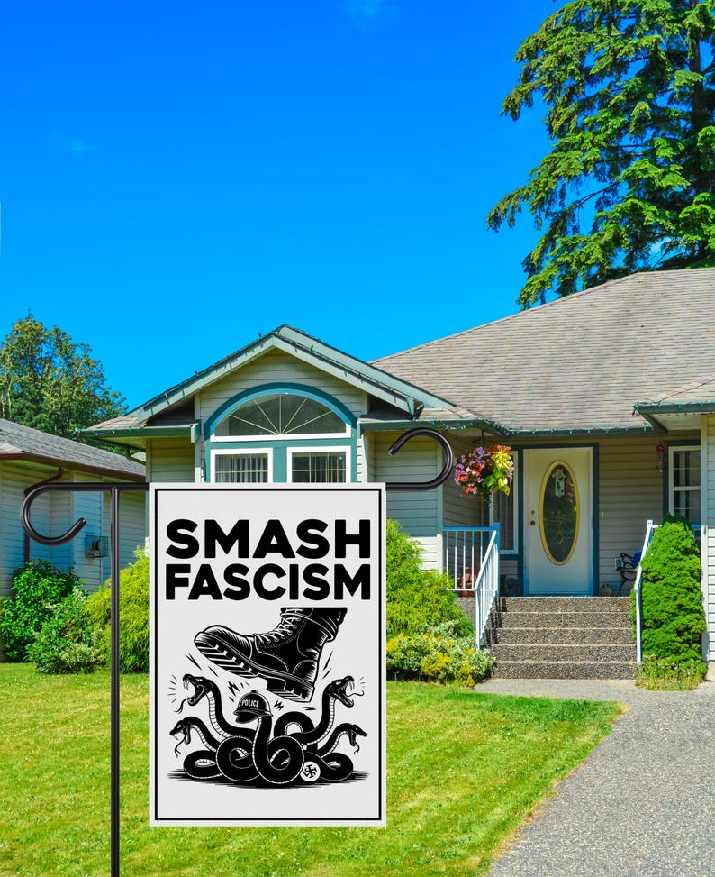 FIGHT FASCISM Garden Flag, 12x18 Inch Double Sided, No Kings In America Protest, Anti-Trump Flag, Resist Racism, Resist Fascism Flag