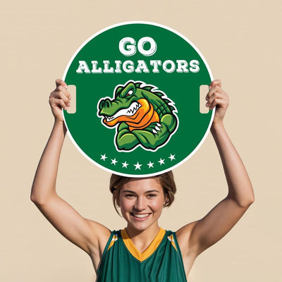 Custom Cheer Signs for School Spirit, Personalized Cheerleading Rally Signs with Handle, Pep Rally Sports Team Chant & Game Day Support Sign