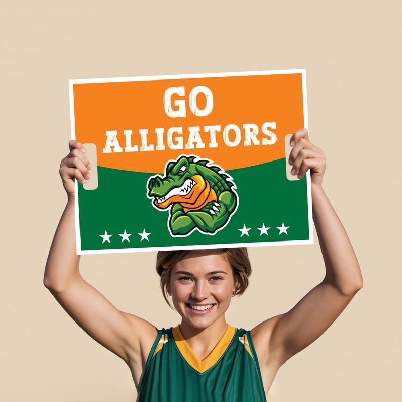 Custom Cheer Signs for School Spirit, Personalized Cheerleading Rally Signs with Handle, Pep Rally Sports Team Chant & Game Day Support Sign