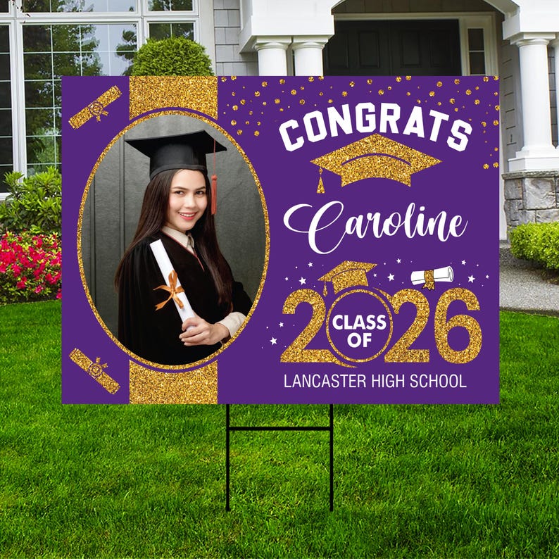 2026 Graduation Sign Personalized Graduation Yard Sign 2026 with Mascot 2026 Senior Grad ...