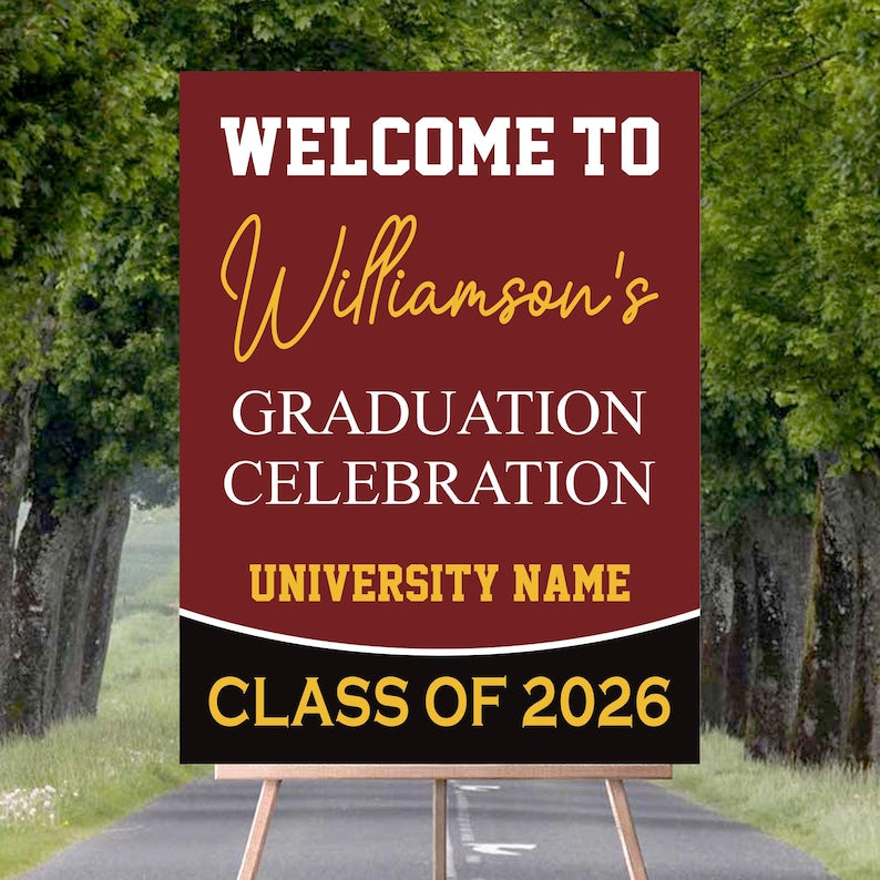 Personalized Graduation Welcome Sign, Custom Class of 2026 Party Sign ...