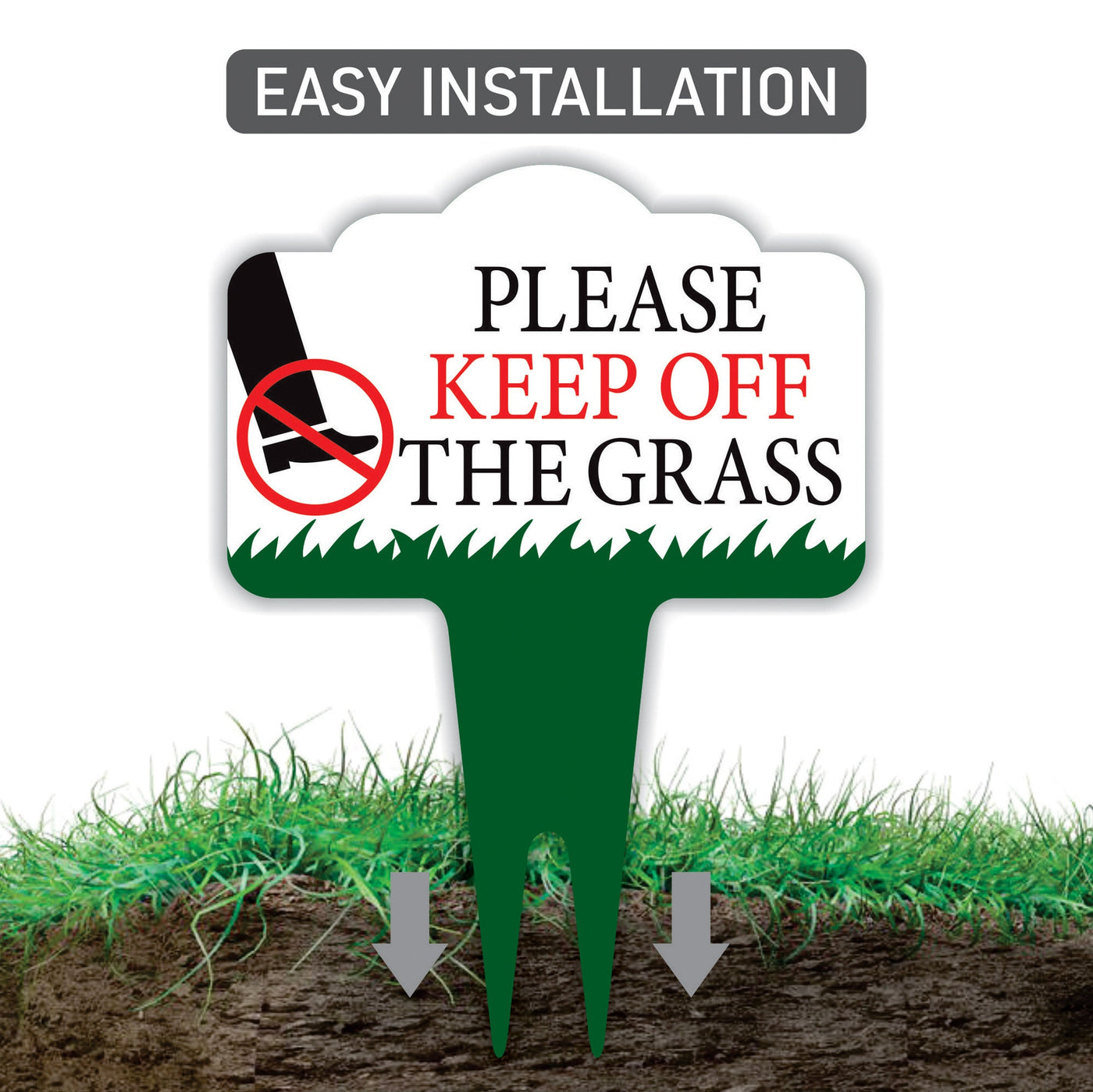 Stay Off Grass Yard Sign 10” x 14” - Rust-free Aluminum Off Grass Sign for Lawn