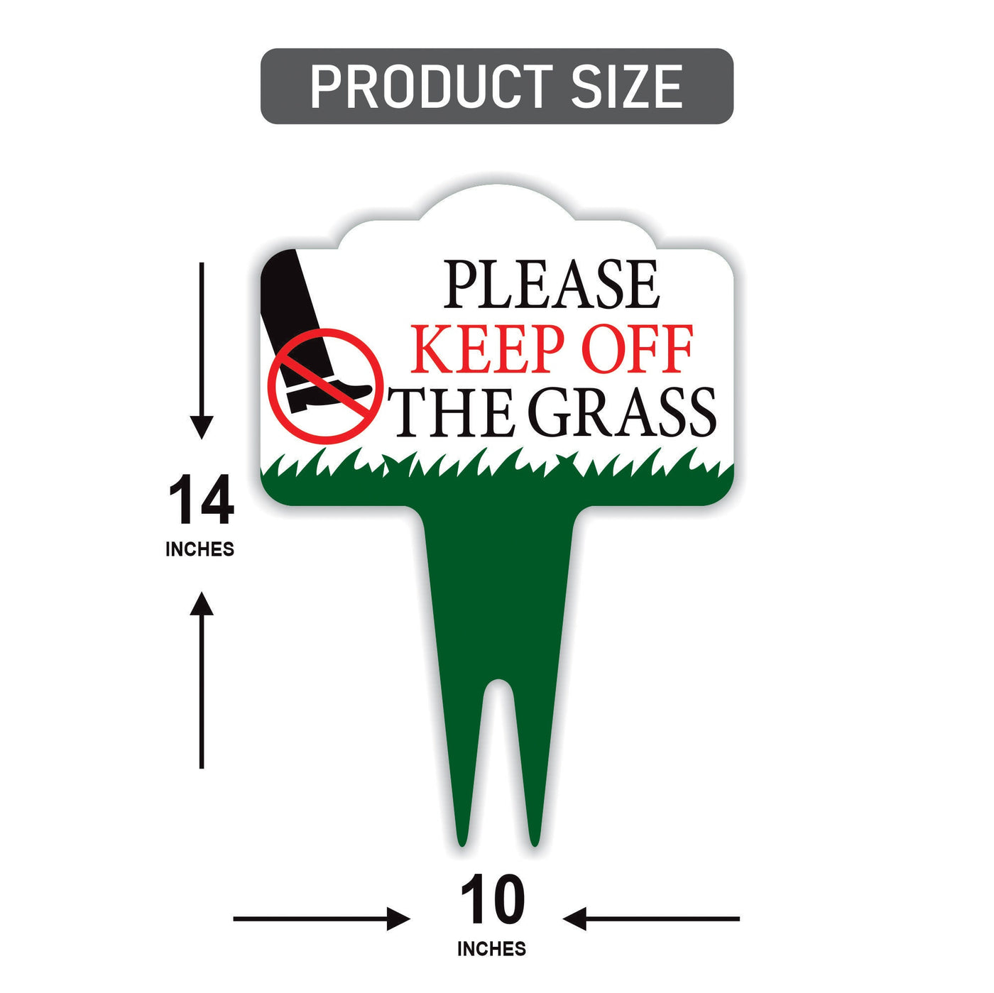 Stay Off Grass Yard Sign 10” x 14” - Rust-free Aluminum Off Grass Sign for Lawn
