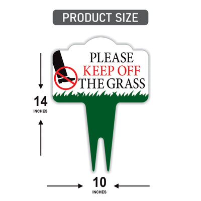 Stay Off Grass Yard Sign 10” x 14” - Rust-free Aluminum Off Grass Sign for Lawn