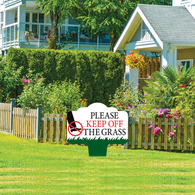 Stay Off Grass Yard Sign 10” x 14” - Rust-free Aluminum Off Grass Sign for Lawn