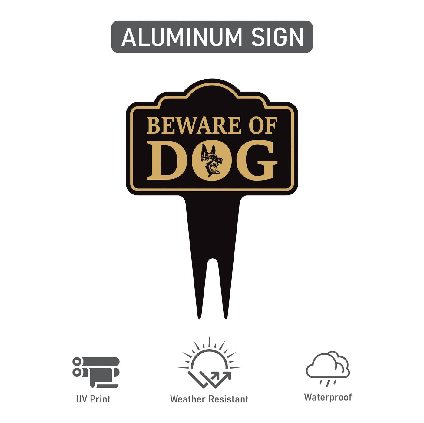 Beware of Dog Yard Sign 10” x 14” - Rust-free Aluminum Home Security Sign for Lawn