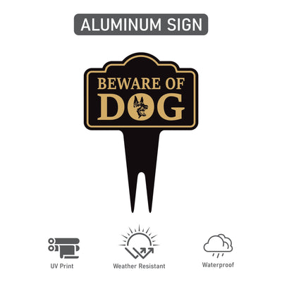Beware of Dog Yard Sign 10” x 14” - Rust-free Aluminum Home Security Sign for Lawn