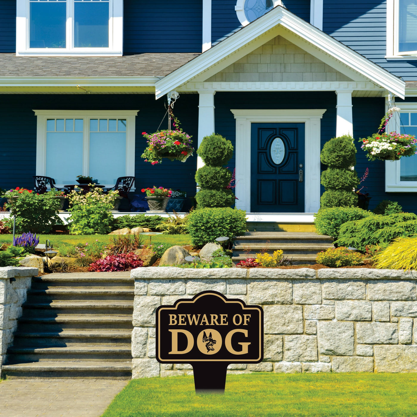 Beware of Dog Yard Sign 10” x 14” - Rust-free Aluminum Home Security Sign for Lawn