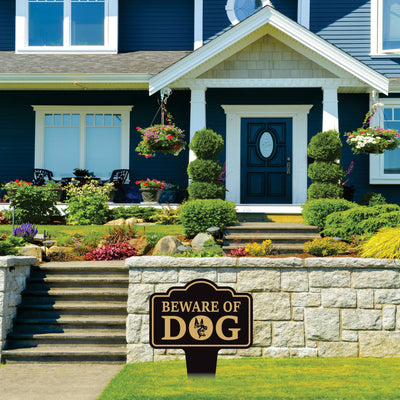 Beware of Dog Yard Sign 10” x 14” - Rust-free Aluminum Home Security Sign for Lawn