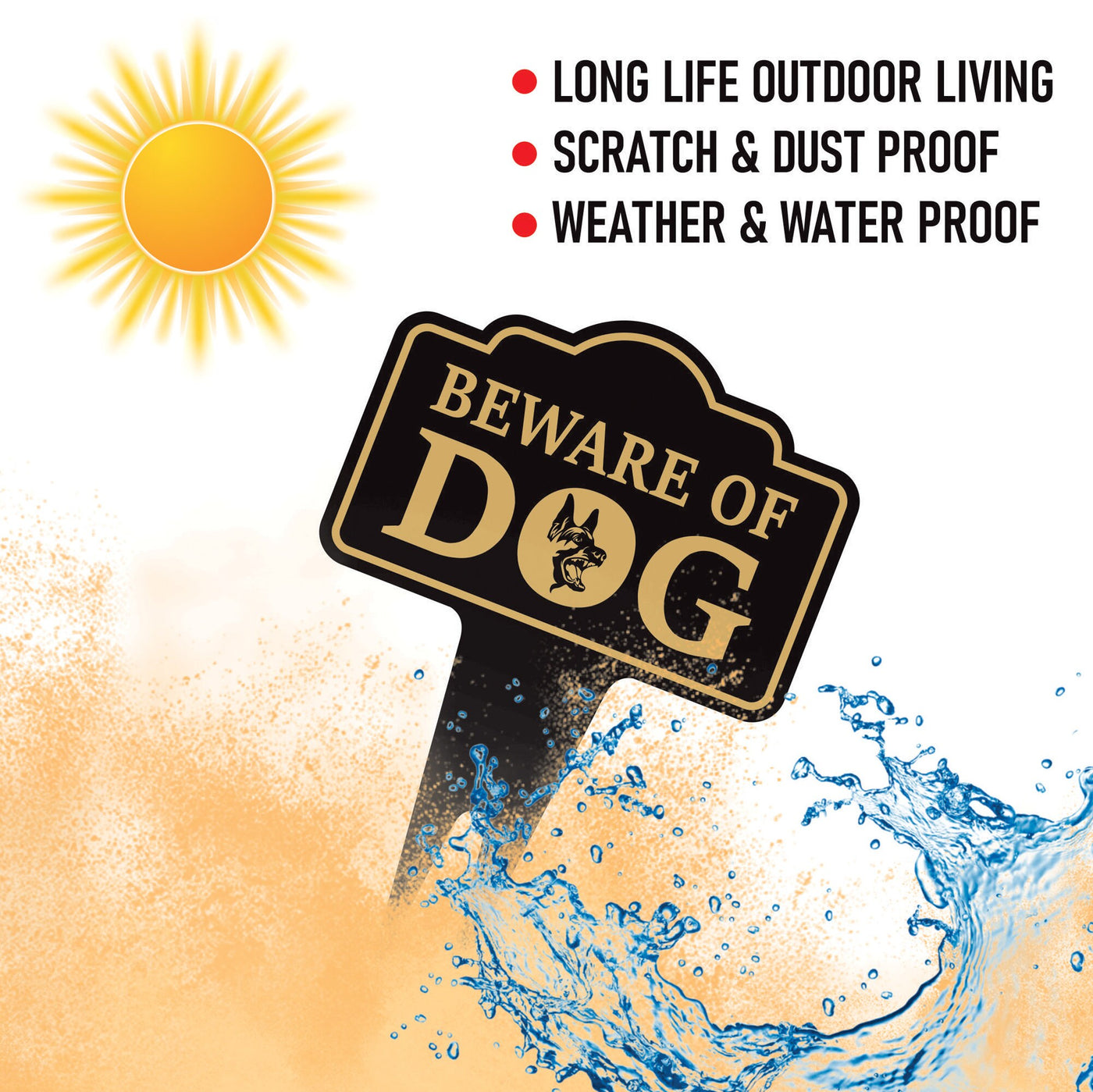 Beware of Dog Yard Sign 10” x 14” - Rust-free Aluminum Home Security Sign for Lawn