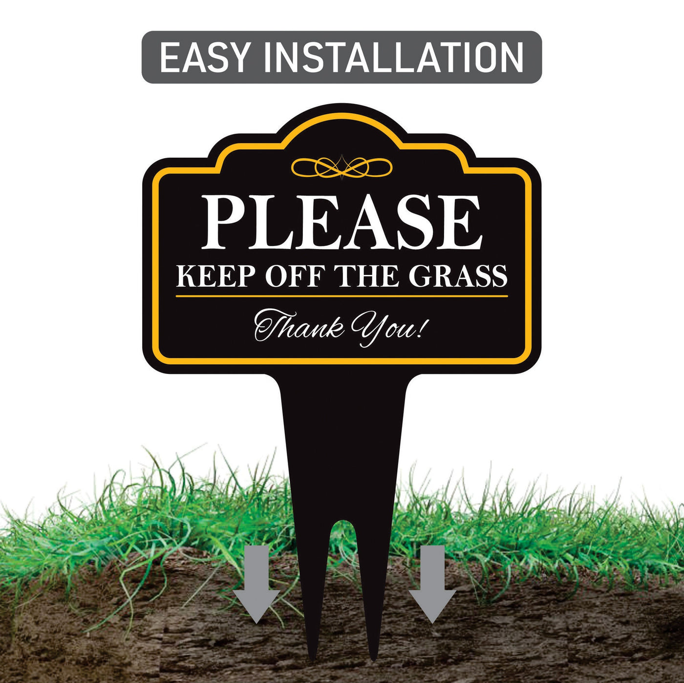 Stay Off Grass Yard Sign 10” x 14” - Rust-free Aluminum Off Grass Sign for Lawn
