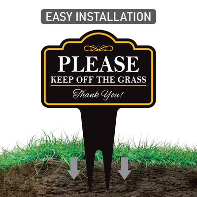 Stay Off Grass Yard Sign 10” x 14” - Rust-free Aluminum Off Grass Sign for Lawn