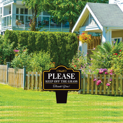 Stay Off Grass Yard Sign 10” x 14” - Rust-free Aluminum Off Grass Sign for Lawn