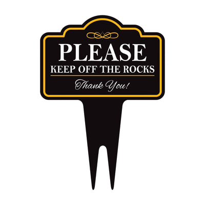 Please Keep Off The Rocks Yard Sign 10” x 14” - Rust-free Aluminum Off Rocks Sign for Lawn