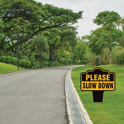 Please Slow Down Yard Sign 10” x 14” - Rust-free Aluminum Slow Down Sign for Lawn