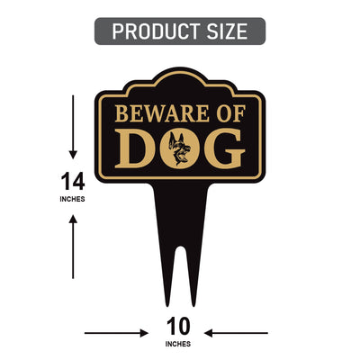 Beware of Dog Yard Sign 10” x 14” - Rust-free Aluminum Home Security Sign for Lawn