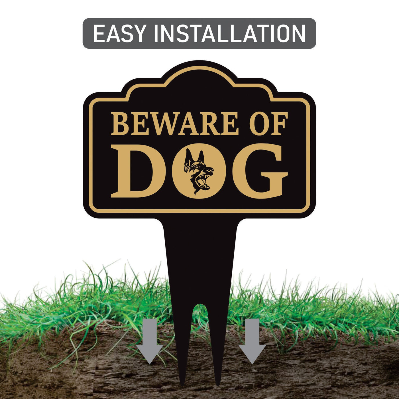 Beware of Dog Yard Sign 10” x 14” - Rust-free Aluminum Home Security Sign for Lawn