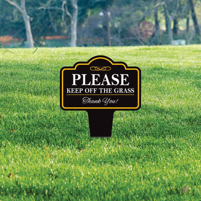 Stay Off Grass Yard Sign 10” x 14” - Rust-free Aluminum Off Grass Sign for Lawn