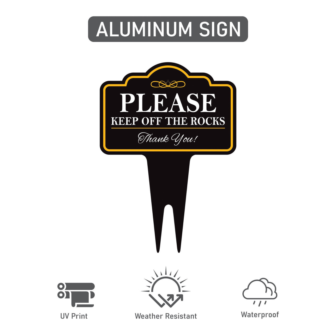 Please Keep Off The Rocks Yard Sign 10” x 14” - Rust-free Aluminum Off Rocks Sign for Lawn
