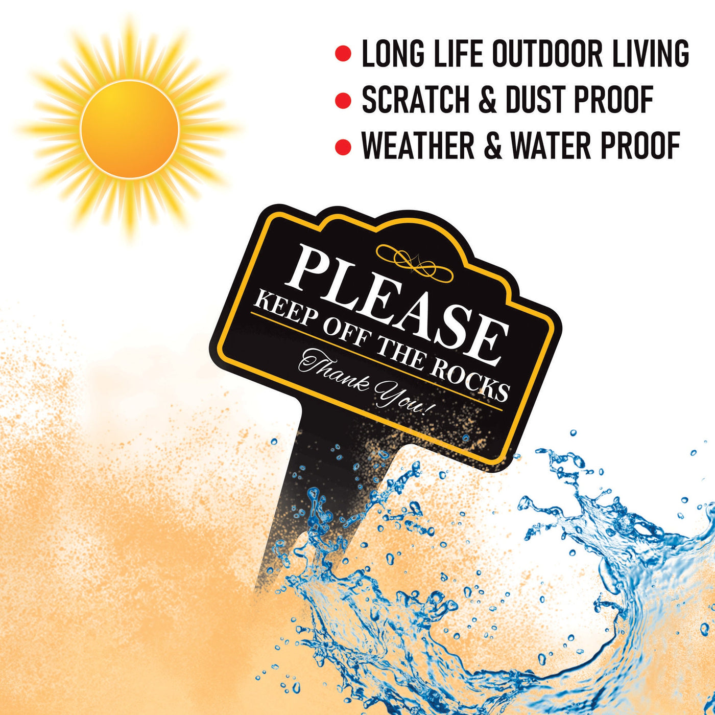 Please Keep Off The Rocks Yard Sign 10” x 14” - Rust-free Aluminum Off Rocks Sign for Lawn