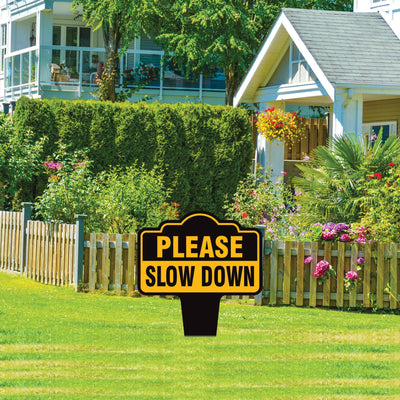Please Slow Down Yard Sign 10” x 14” - Rust-free Aluminum Slow Down Sign for Lawn