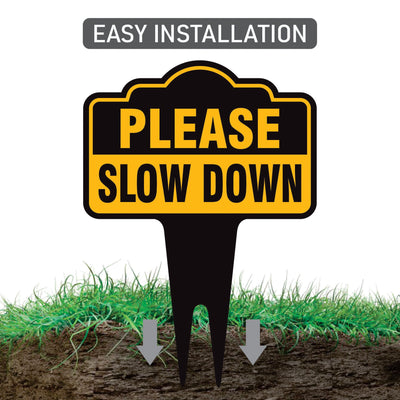 Please Slow Down Yard Sign 10” x 14” - Rust-free Aluminum Slow Down Sign for Lawn