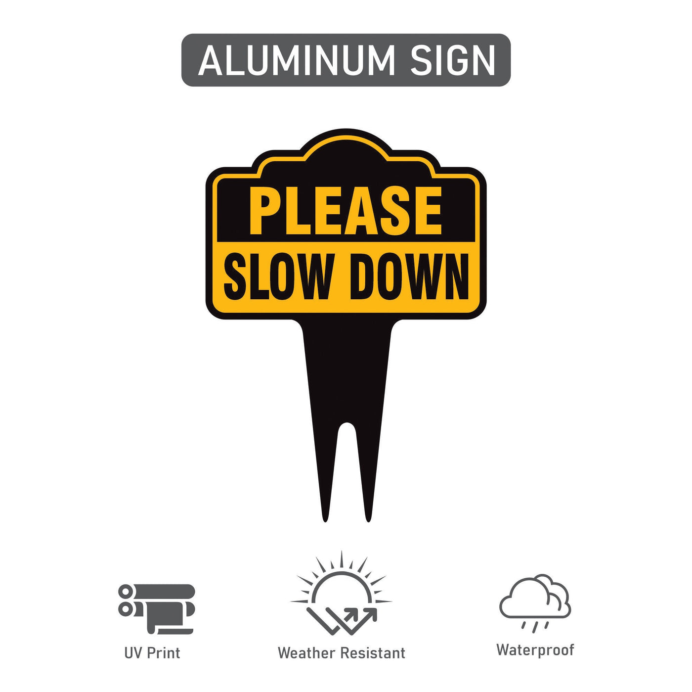 Please Slow Down Yard Sign 10” x 14” - Rust-free Aluminum Slow Down Sign for Lawn