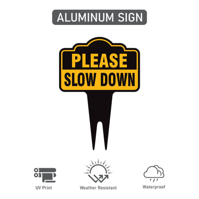 Please Slow Down Yard Sign 10” x 14” - Rust-free Aluminum Slow Down Sign for Lawn