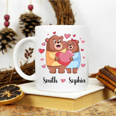 Personalized Cute Bear Valentines Mug - Custom Name Coffee Mug | Funny Valentine Gift
